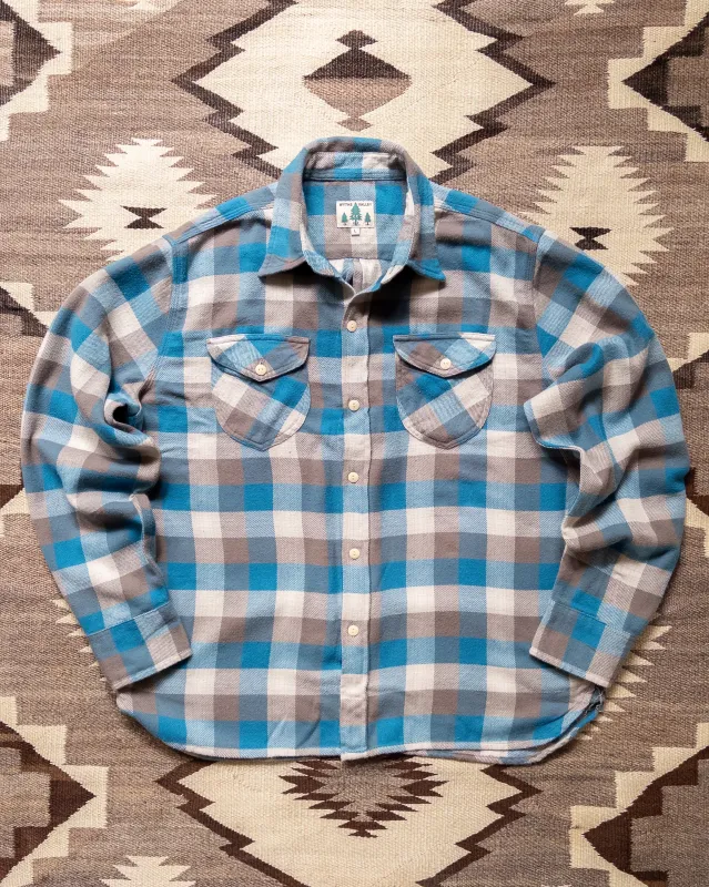 Washed Flannel Workshirt - Glacier Plaid made by Wythe NY