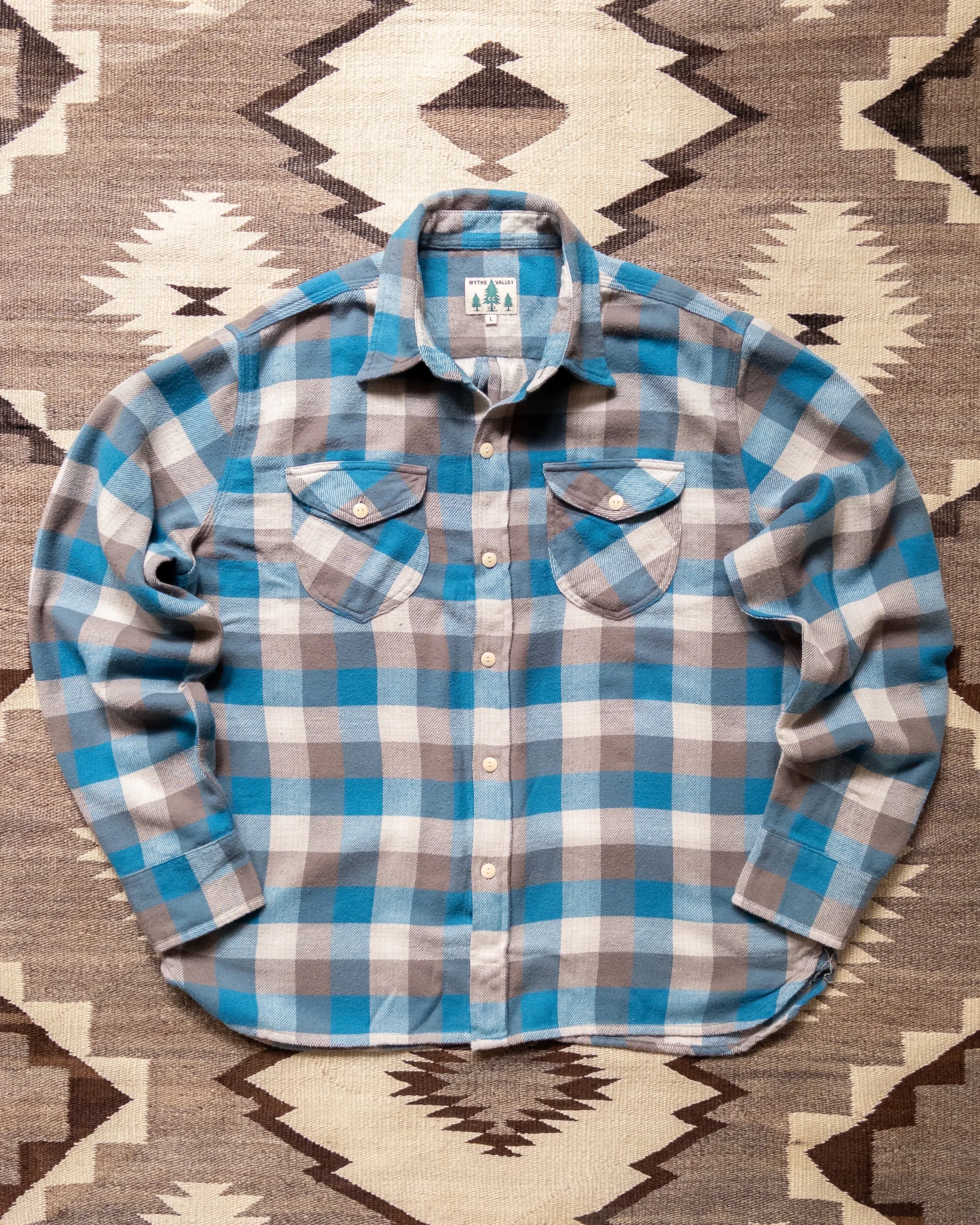 Washed Flannel Workshirt - Glacier Plaid sold by Wythe NY