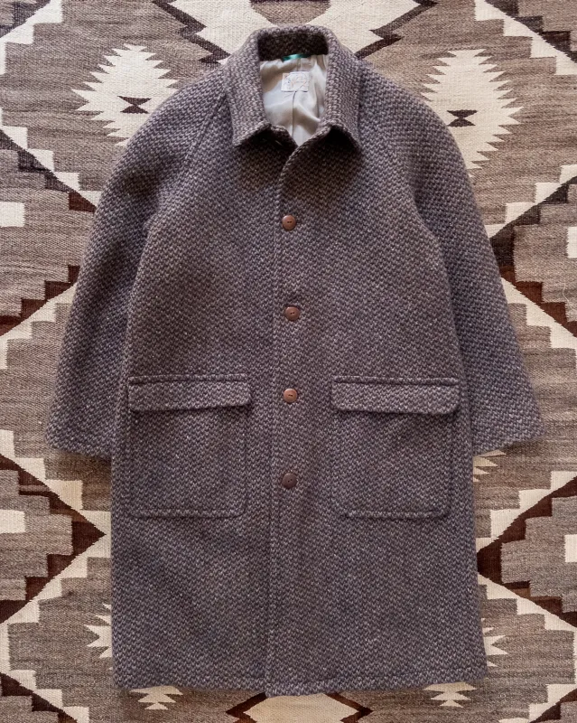 Raglan Overcoat - Grey/Brown Barleycorn Tweed made by Wythe NY