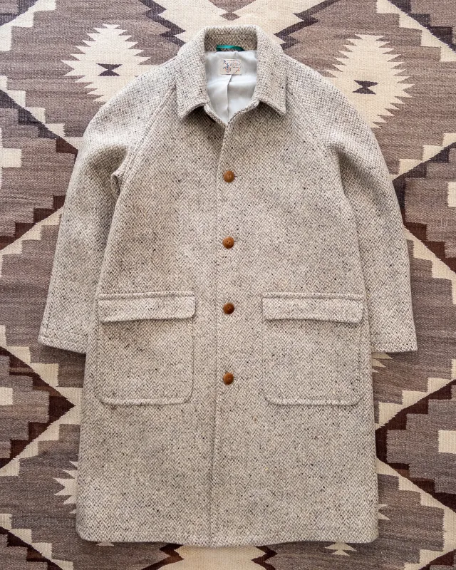 Raglan Overcoat - Warm Grey/Cream Broken Twill Tweed made by Wythe NY