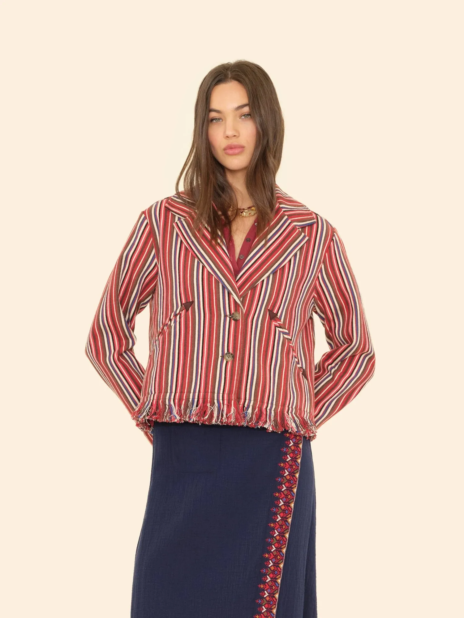 Onyx Stripe Garett Jacket sold by XiRENA