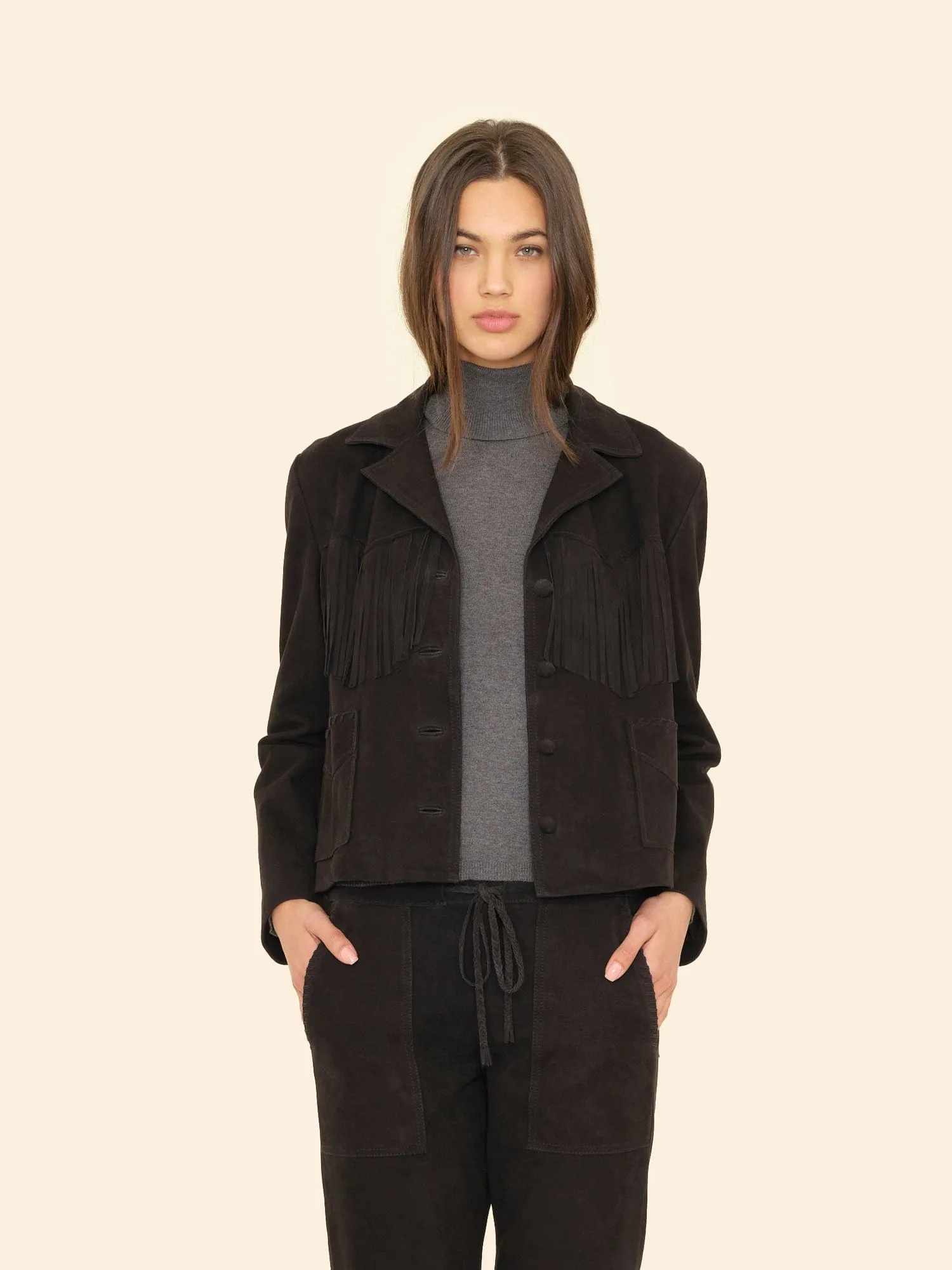 Black Bronco Suede Jacket sold by XiRENA product image thumbnail 3