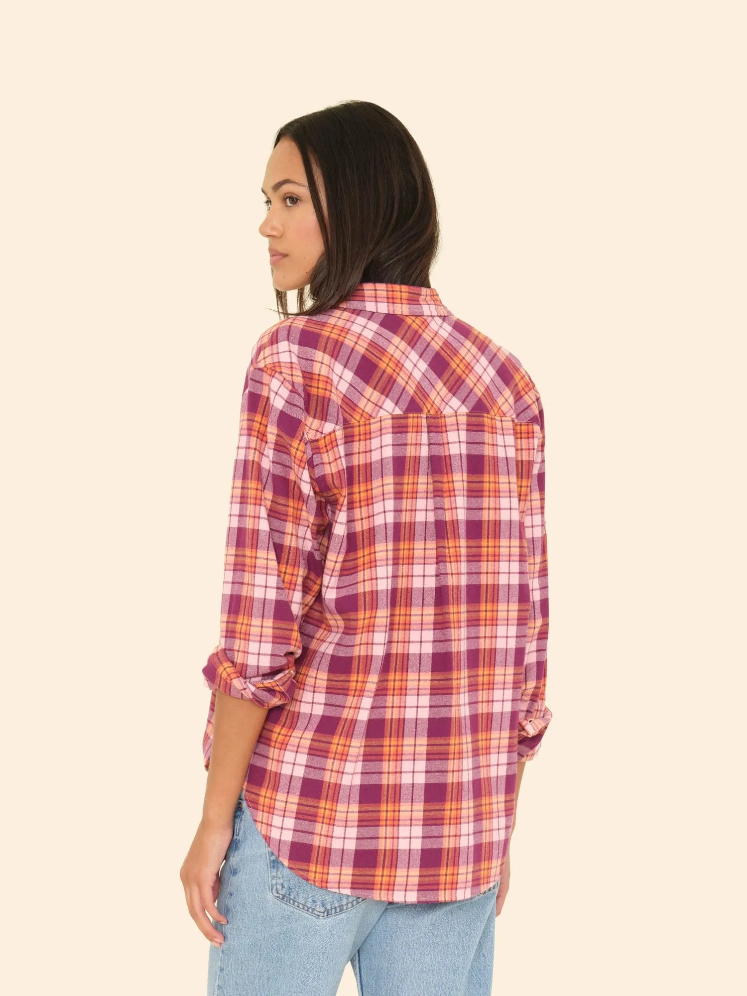 Pink Orange Plaid Beau Shirt sold by XiRENA product image thumbnail 2