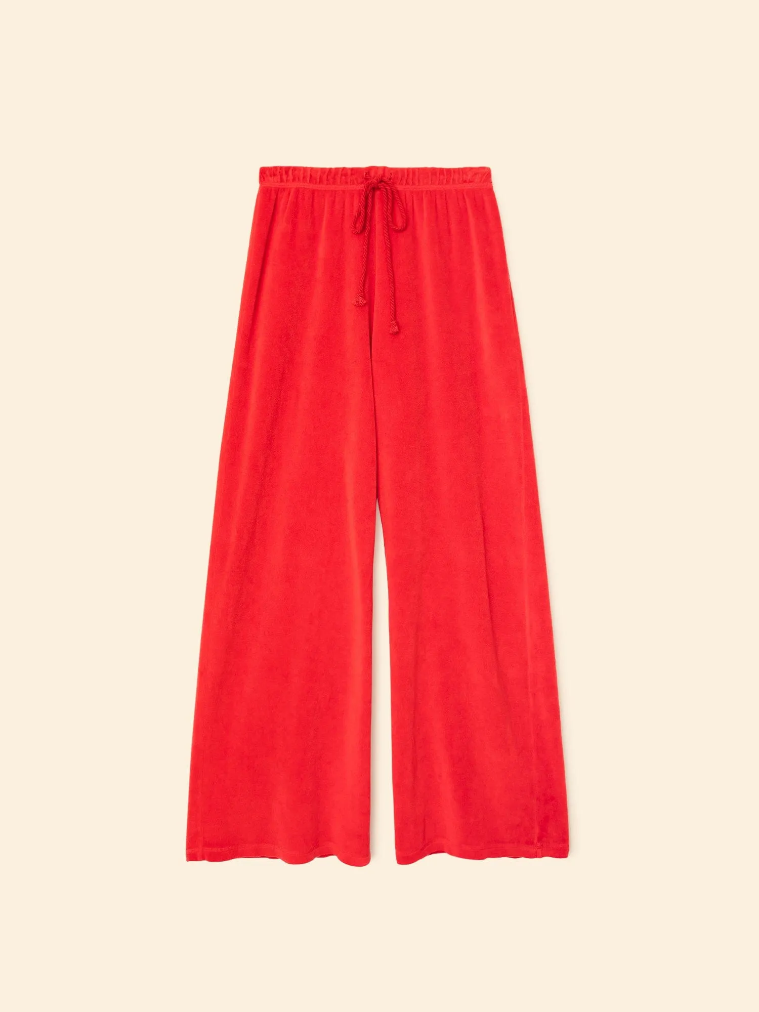 Carmine Red Manon Velour Pant sold by XiRENA