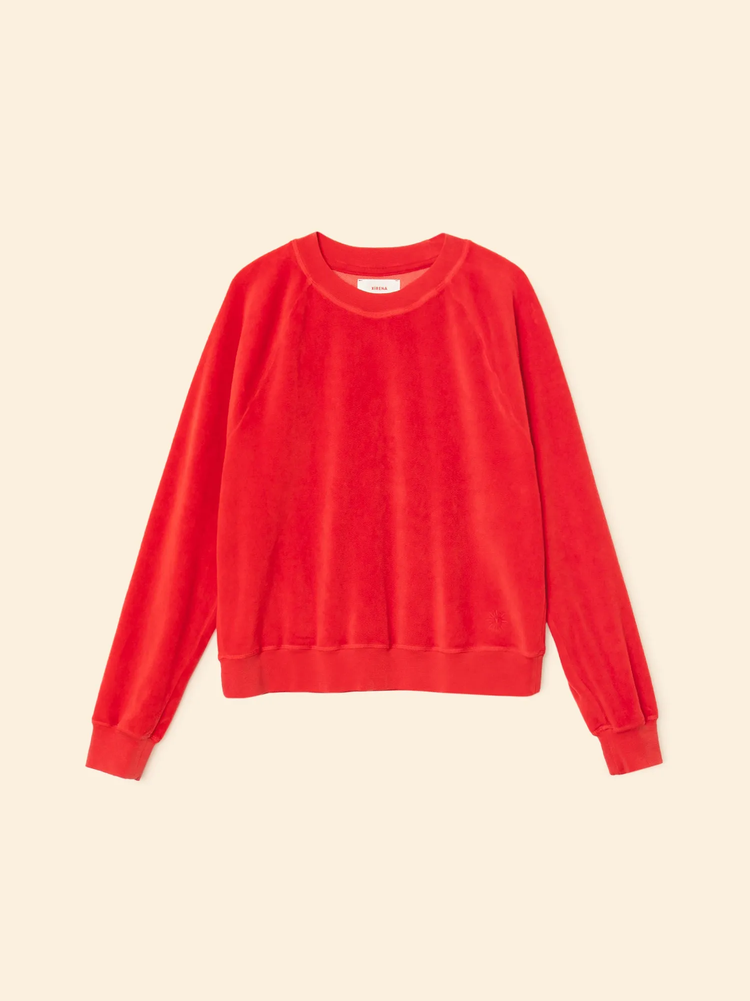 Carmine Red Pierre Velour Sweatshirt sold by XiRENA