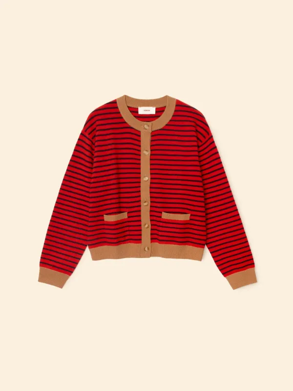 Red Stripe Lillian Cardigan sold by XiRENA