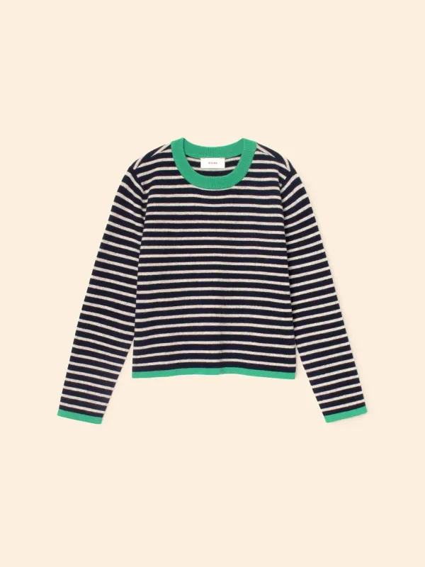 Navy Stripe Maxwell Sweater sold by XiRENA