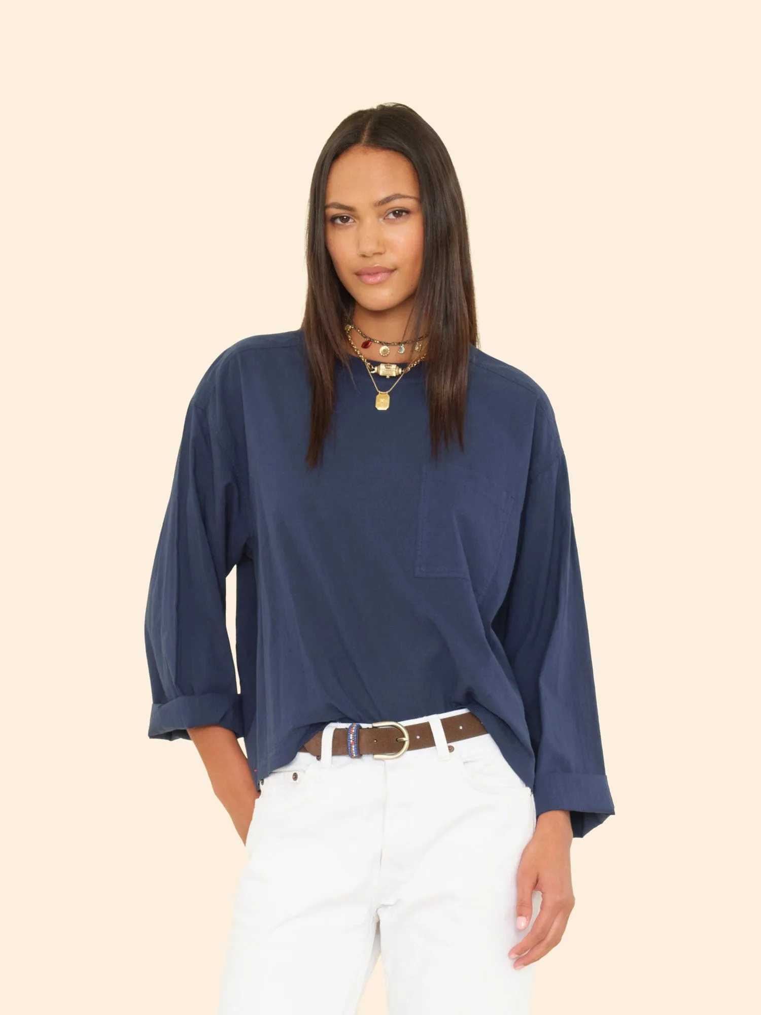 Navy Jordana Top sold by XiRENA