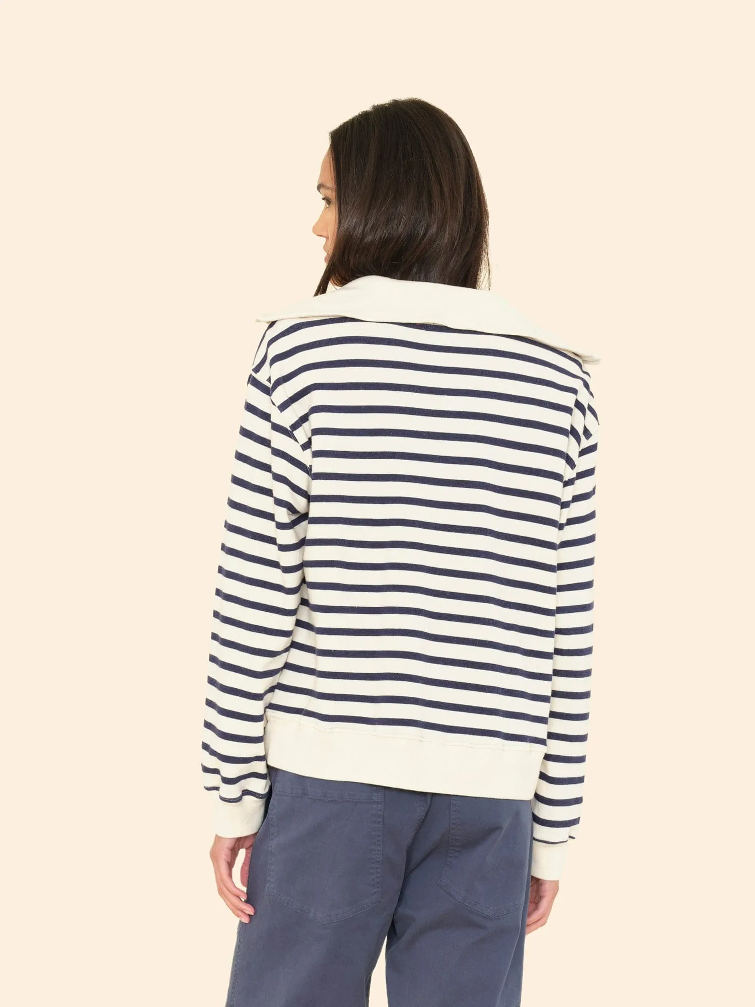 Natural Stripe Kat Terry Sweatshirt sold by XiRENA product image thumbnail 3