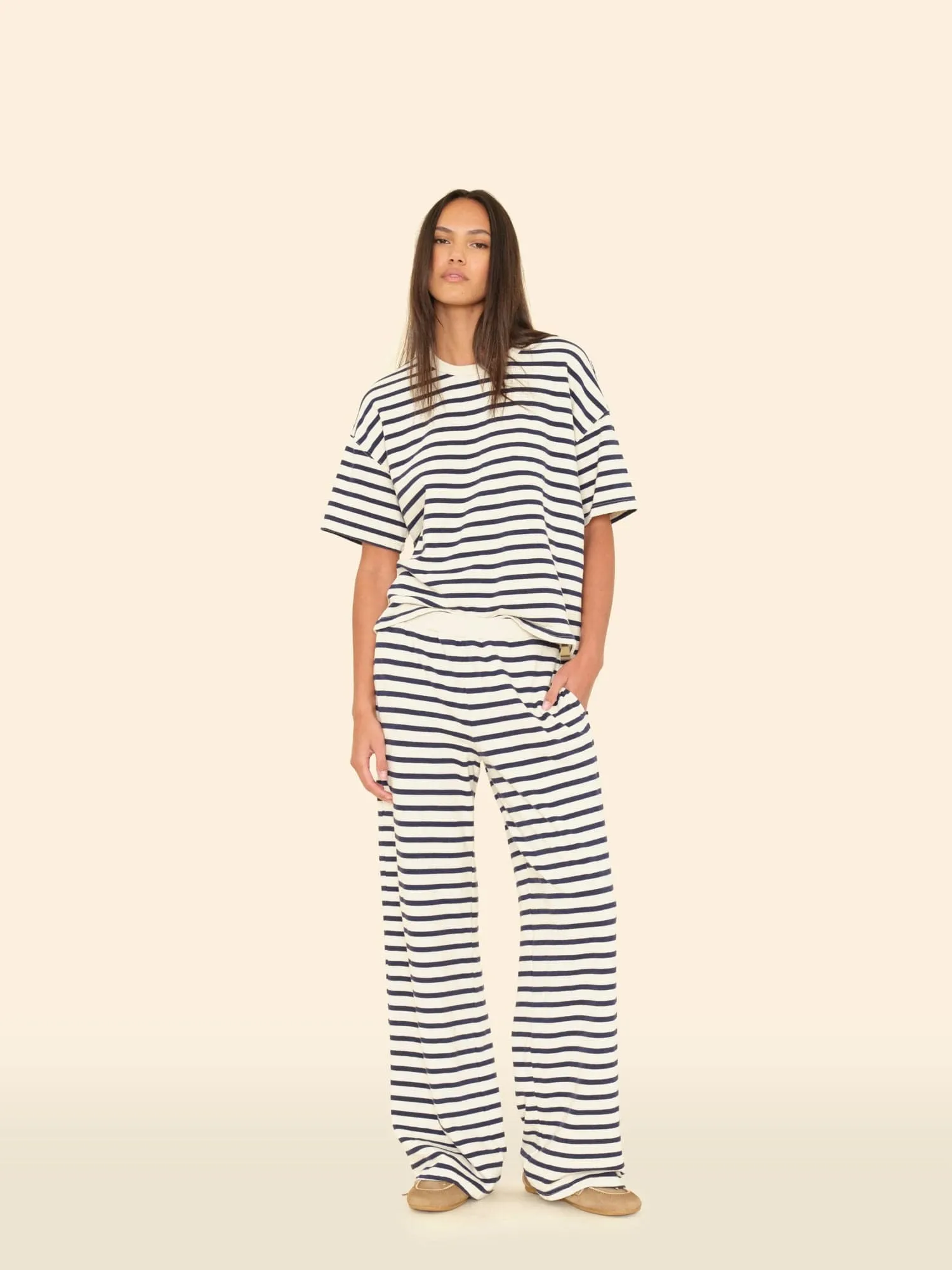 Natural Stripe Emmette Terry Sweatpant sold by XiRENA