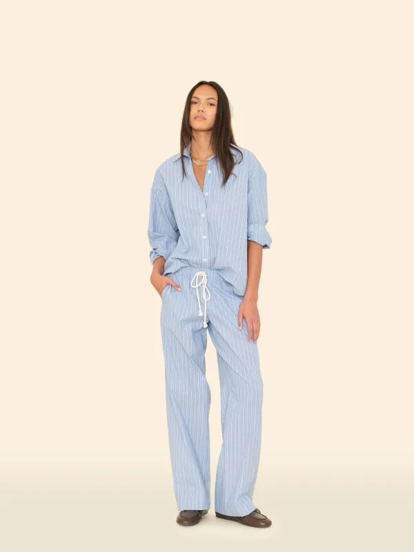 Chambray Teal Stripe Brinna Pant sold by XiRENA