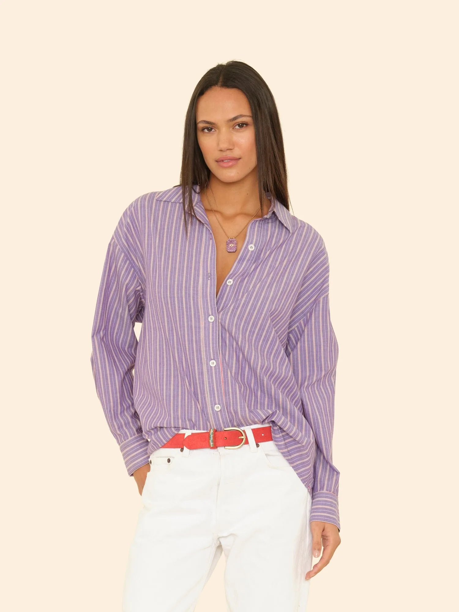 Violet Rouge Stripe Hayven Shirt sold by XiRENA