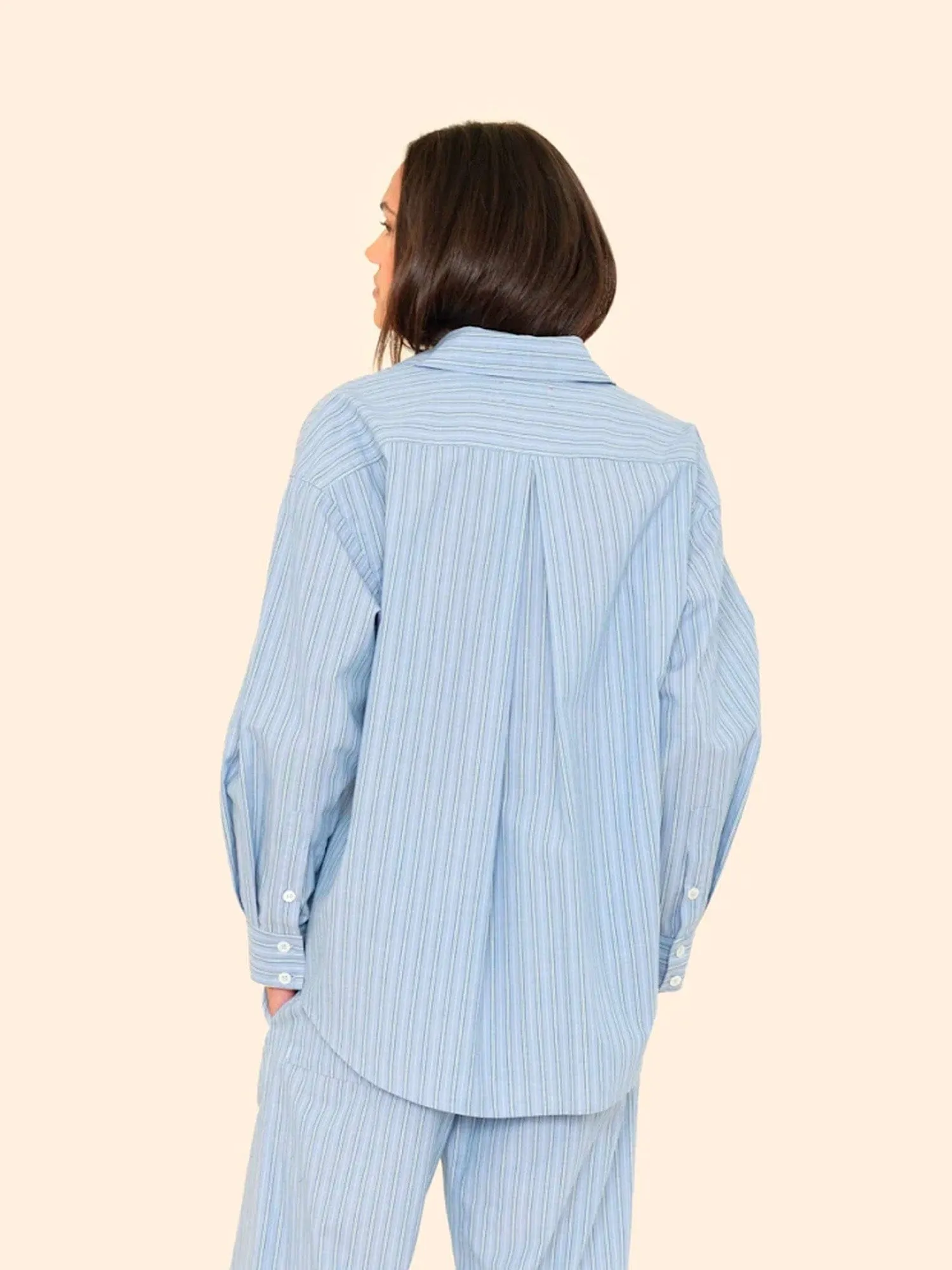 Chambray Teal Stripe Hayven Shirt sold by XiRENA product image thumbnail 2
