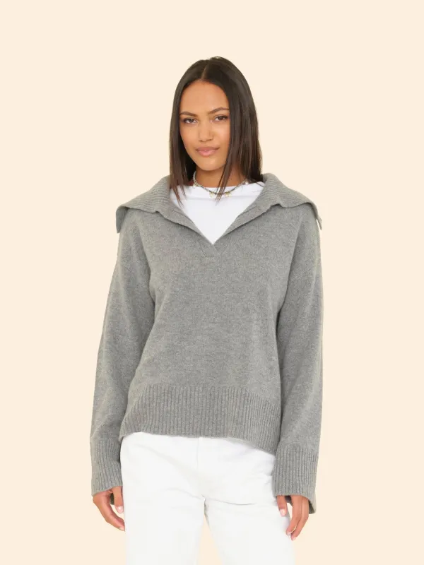 Flannel Grey Heather Mattia Sweater sold by XiRENA