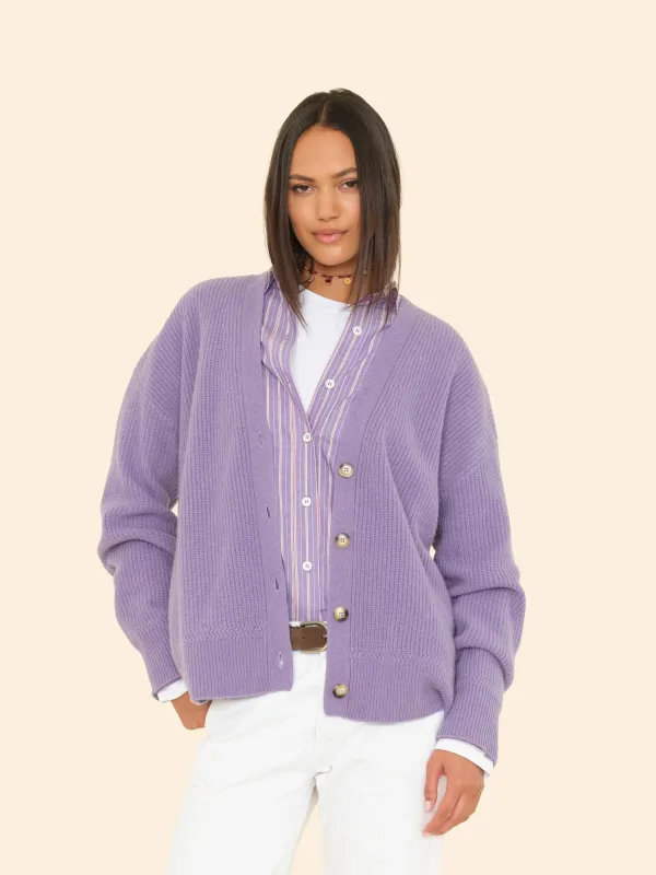 Chalk Violet Ramona Cardigan sold by XiRENA