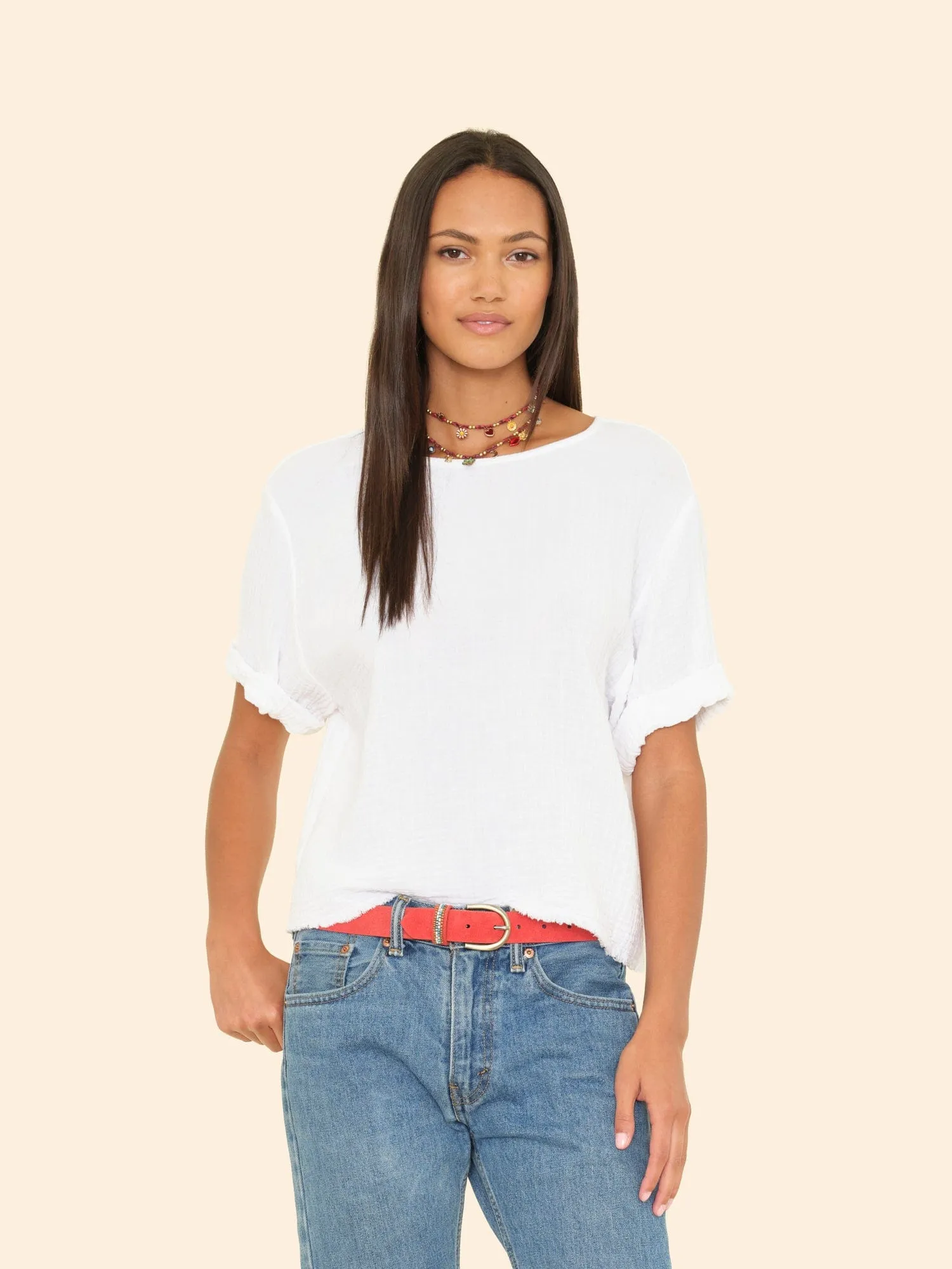 White Carson Top sold by XiRENA