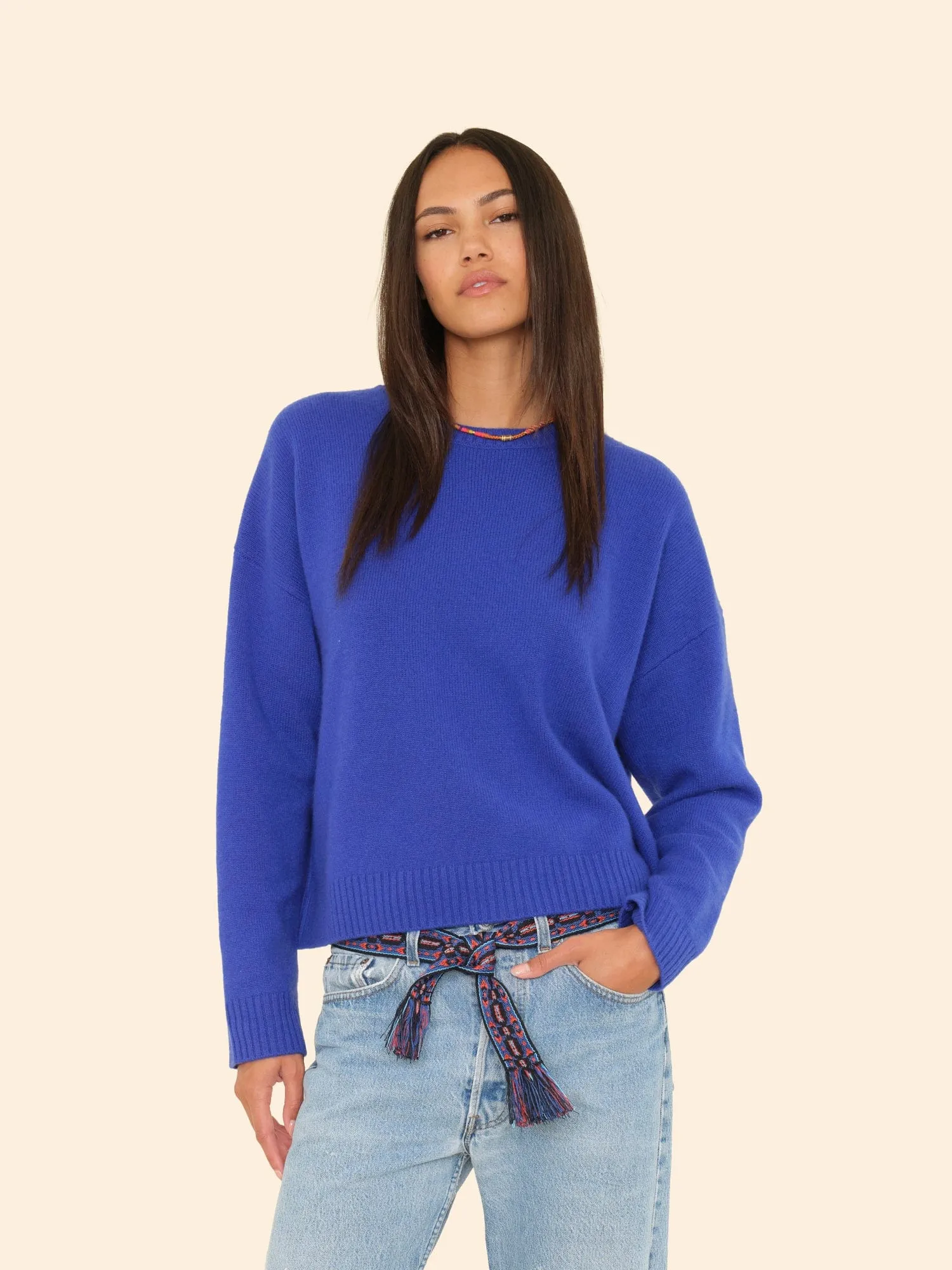 Bright Cobalt Lela Sweater sold by XiRENA