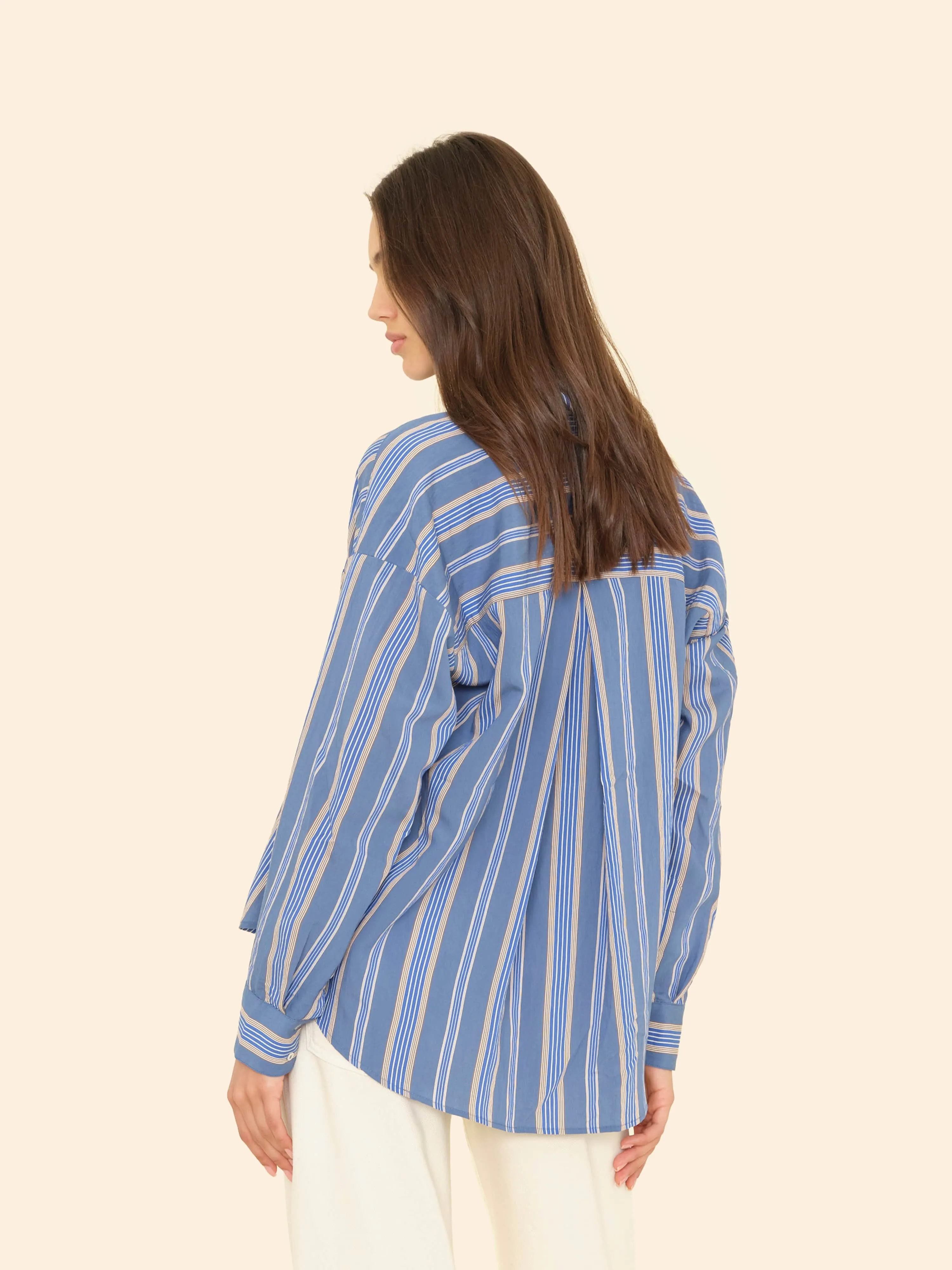 Navy Blue Stripe Jordy Shirt sold by XiRENA product image thumbnail 2