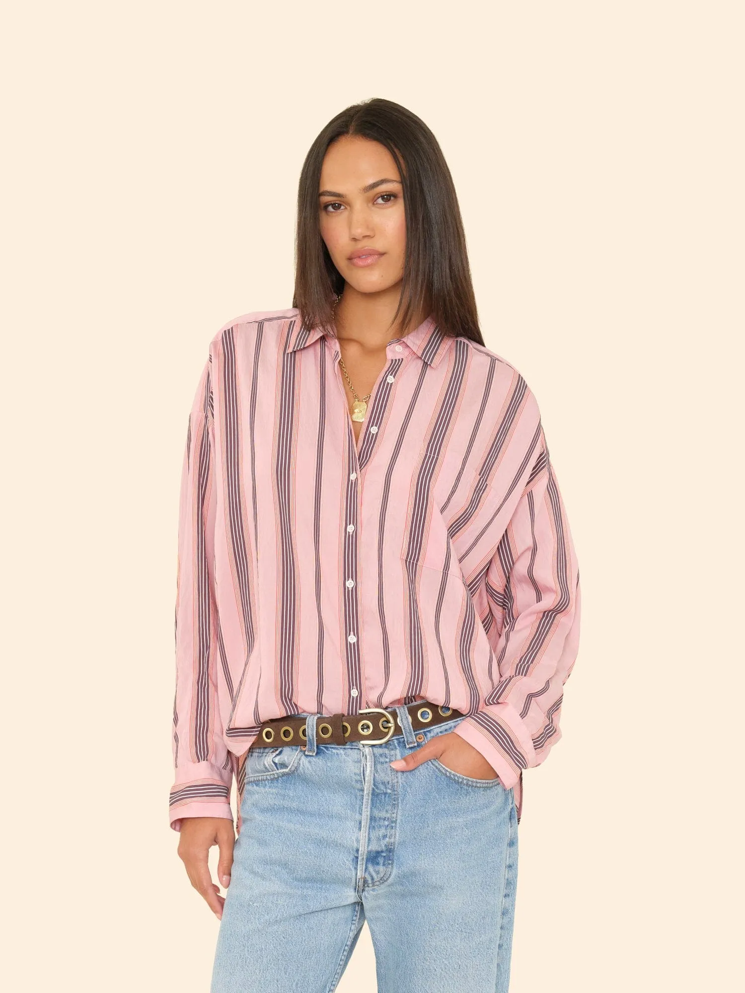 Blush Stripe Jordy Shirt sold by XiRENA product image thumbnail 3
