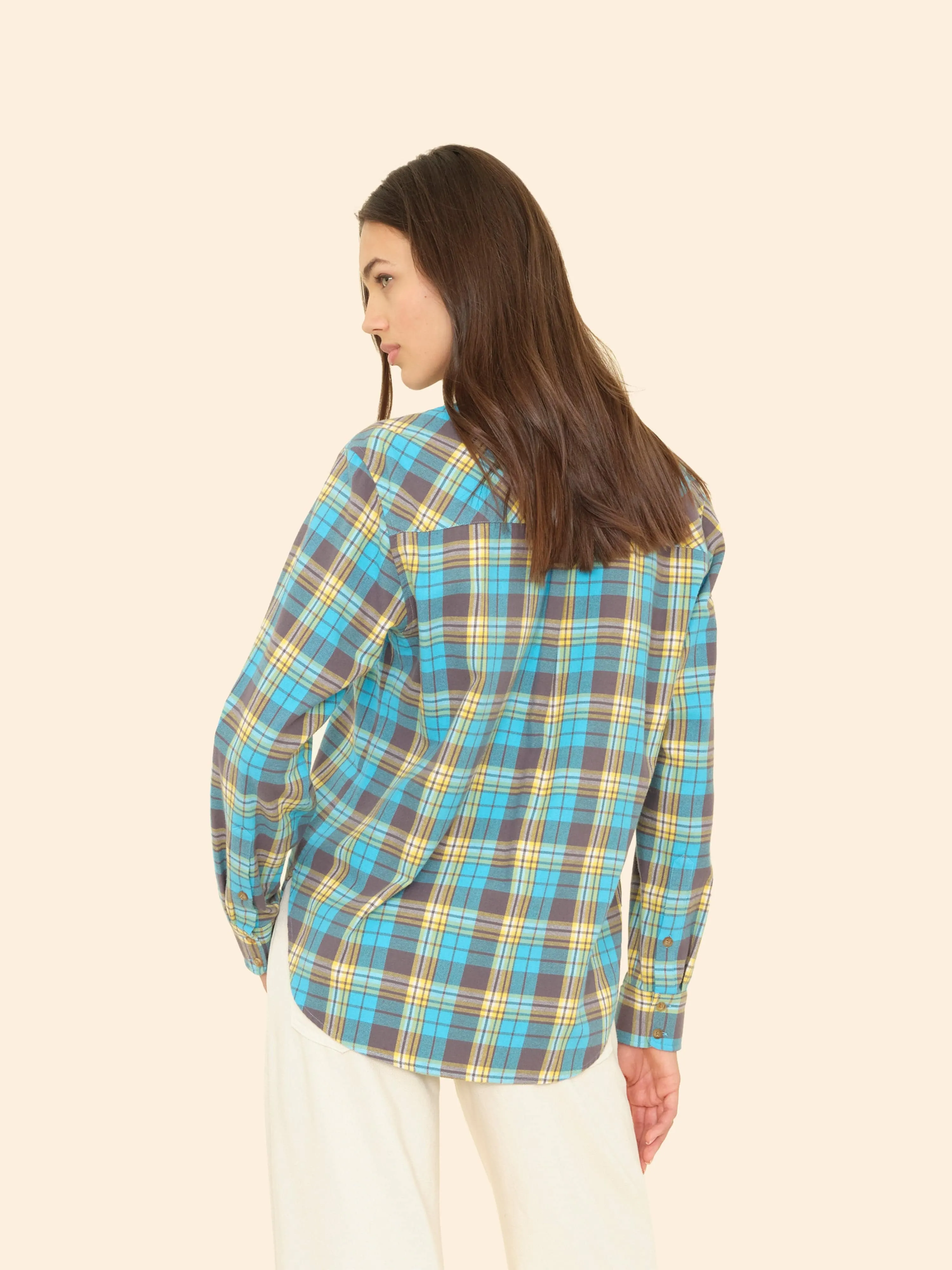 Turquoise Yellow Plaid Beau Shirt sold by XiRENA product image thumbnail 3
