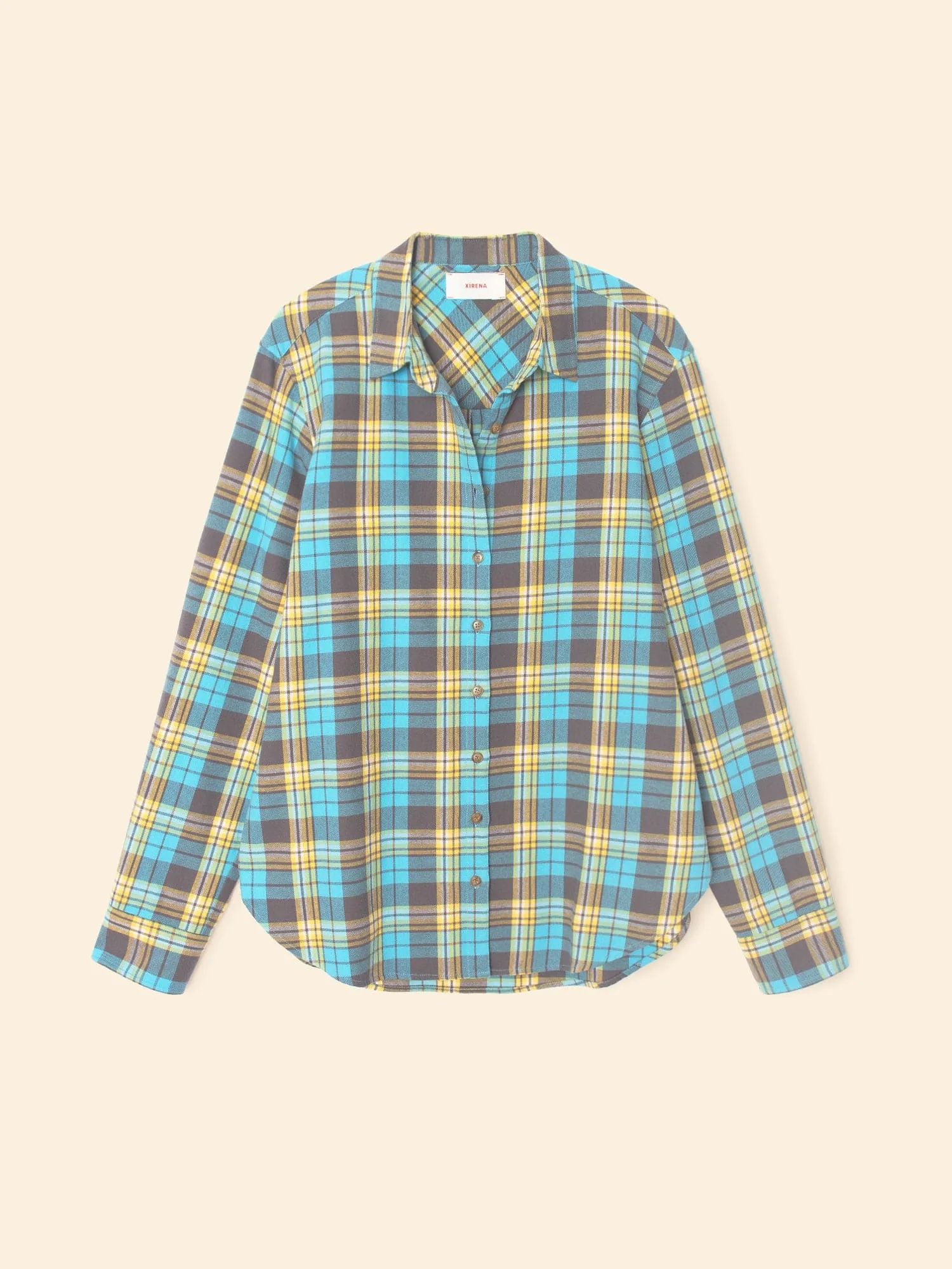 Turquoise Yellow Plaid Beau Shirt sold by XiRENA product image thumbnail 5