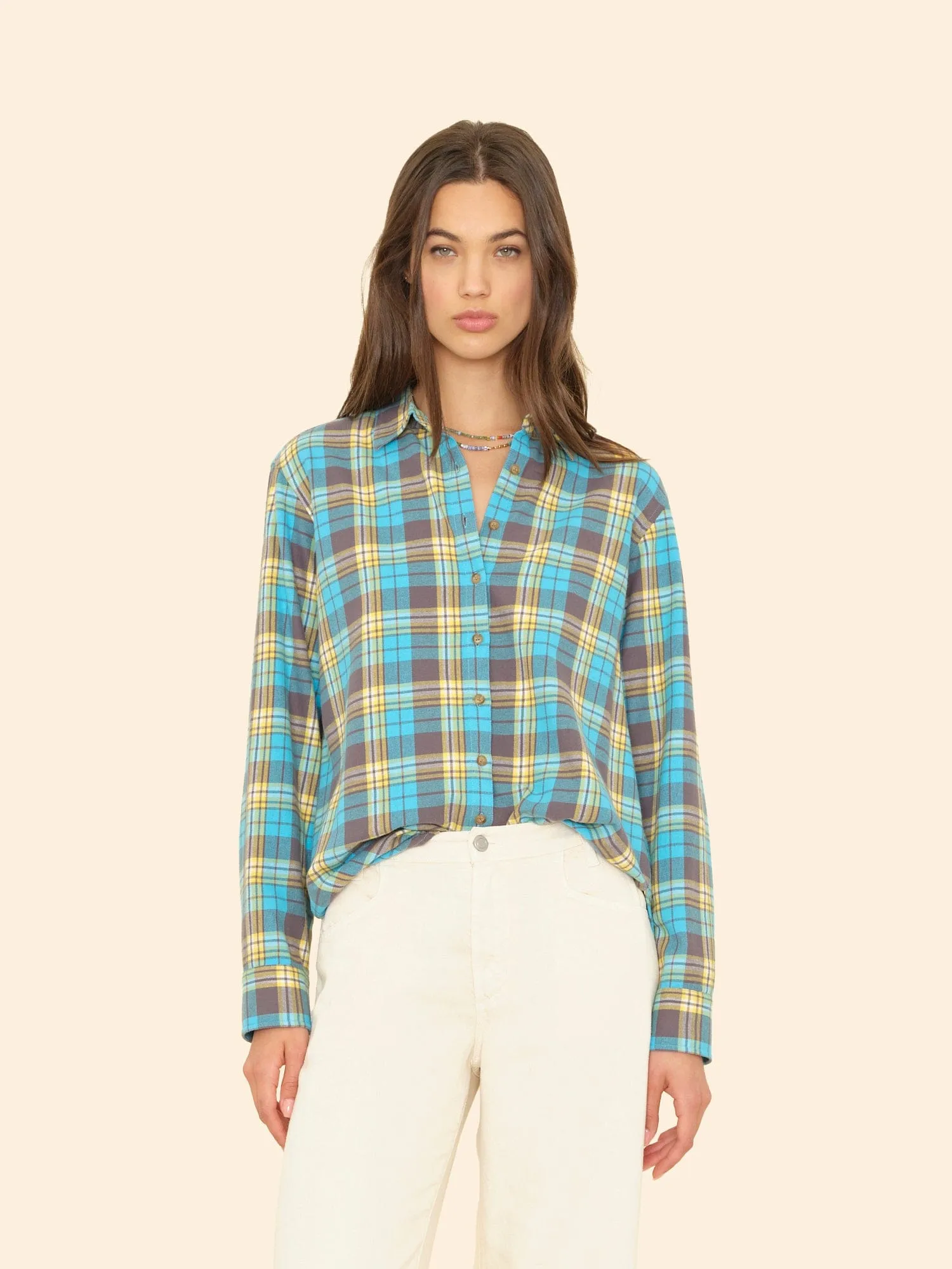 Turquoise Yellow Plaid Beau Shirt sold by XiRENA