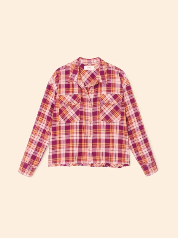 Pink Orange Plaid Ian Shirt made by XiRENA