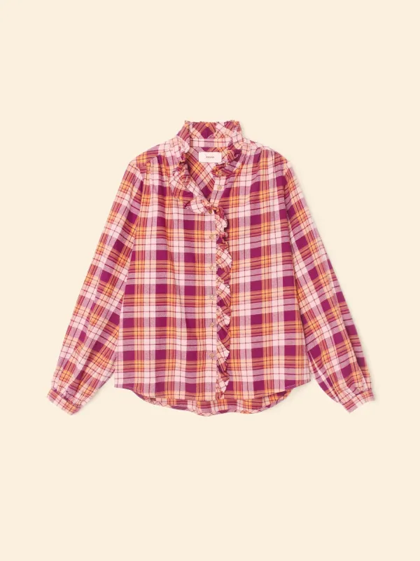 Pink Orange Plaid Nicholson Shirt made by XiRENA