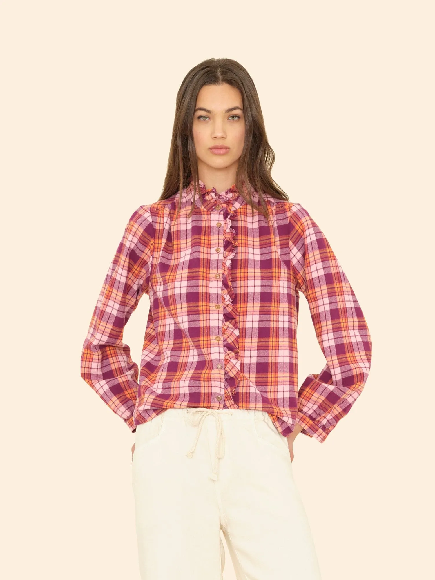Pink Orange Plaid Nicholson Shirt sold by XiRENA product image thumbnail 2
