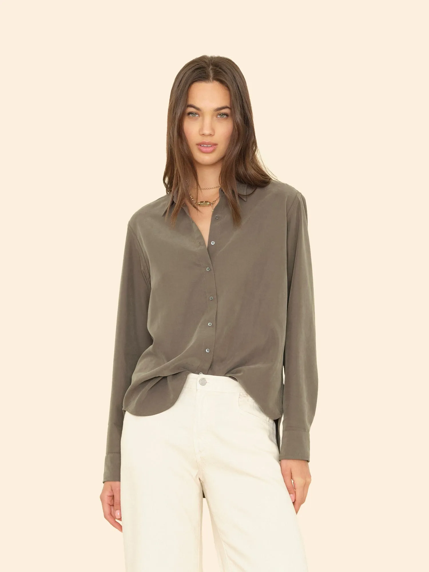 Dusty Army Beau Modal Shirt sold by XiRENA