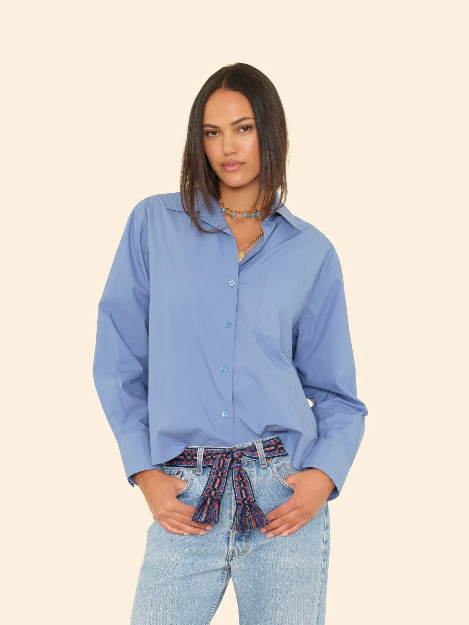 Cadet Blue Monroe Shirt sold by XiRENA