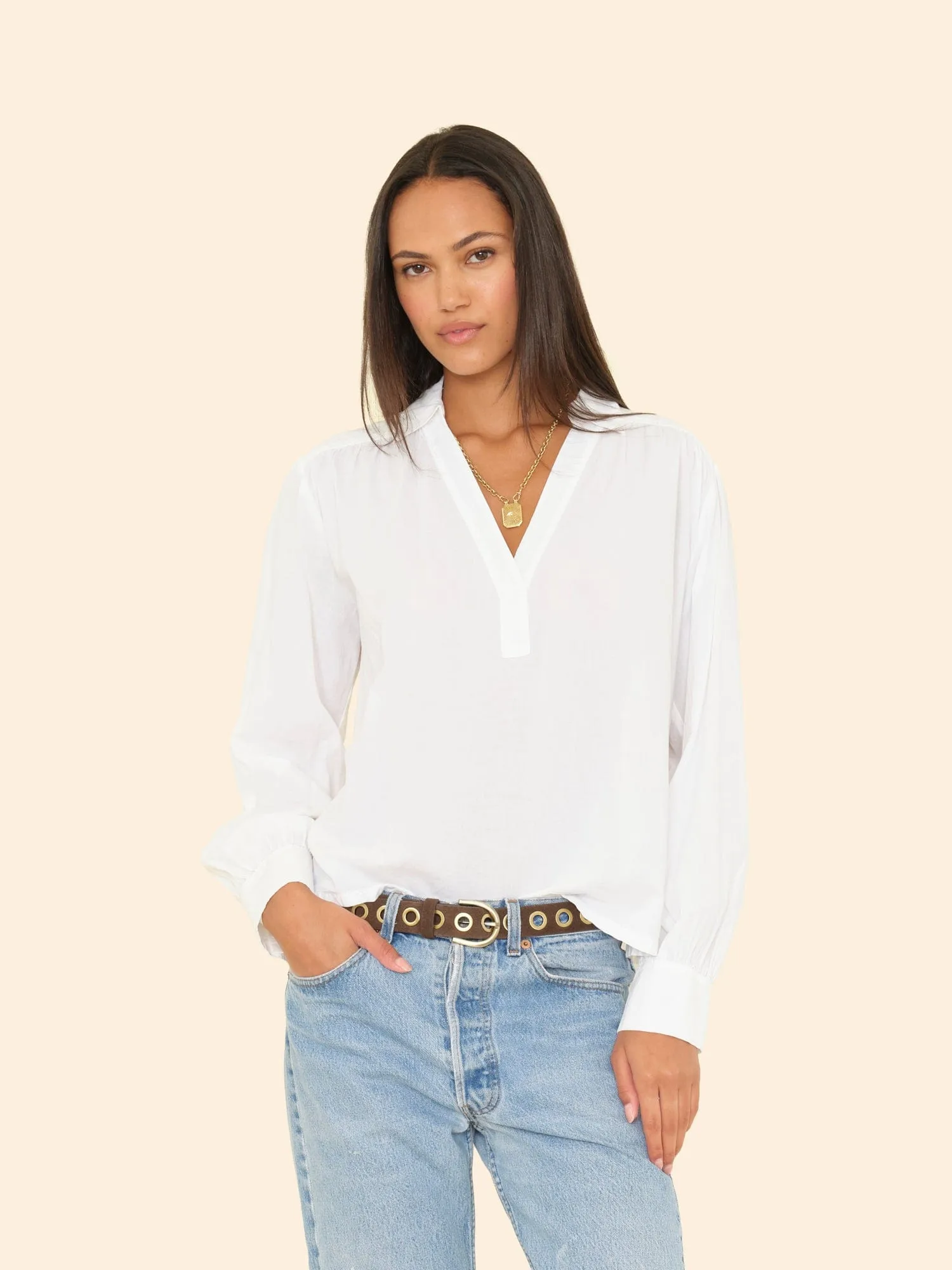 White Elena Top sold by XiRENA