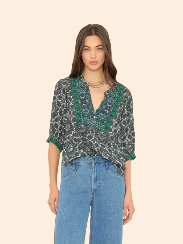 Navy Tile Corrine Top sold by XiRENA