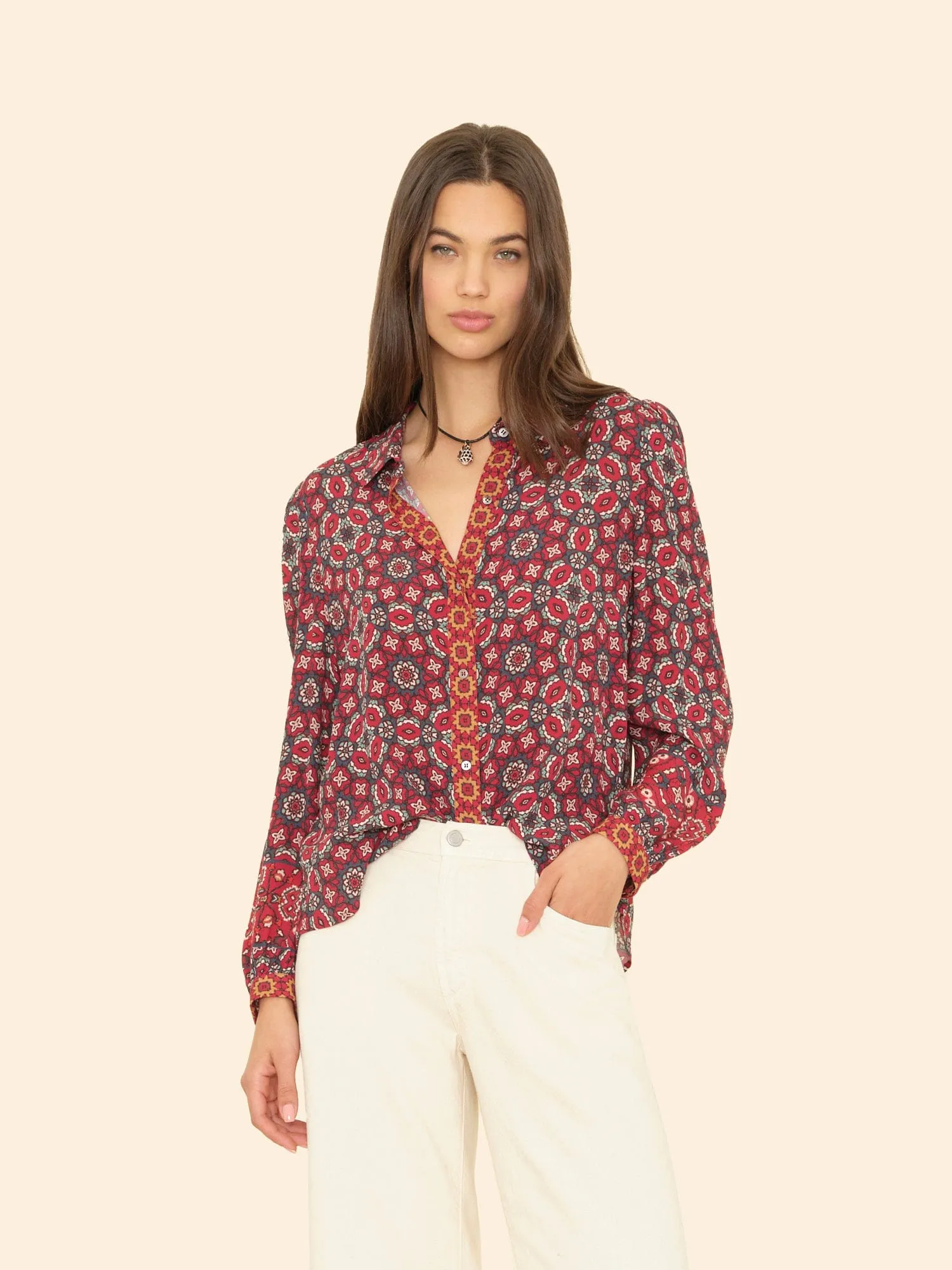 Merlot Tile Gaby Shirt sold by XiRENA