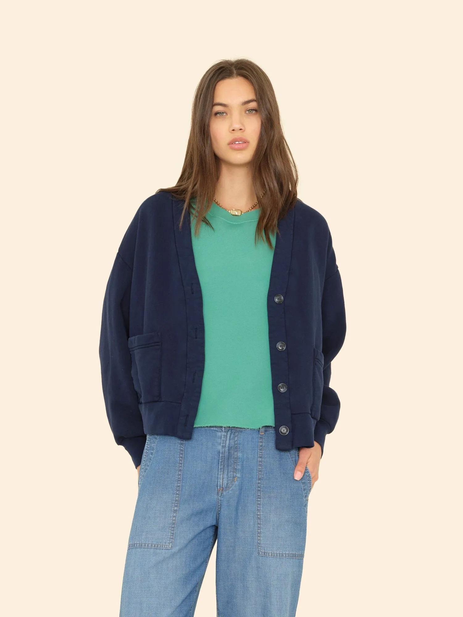 Navy Benny Cardigan sold by XiRENA