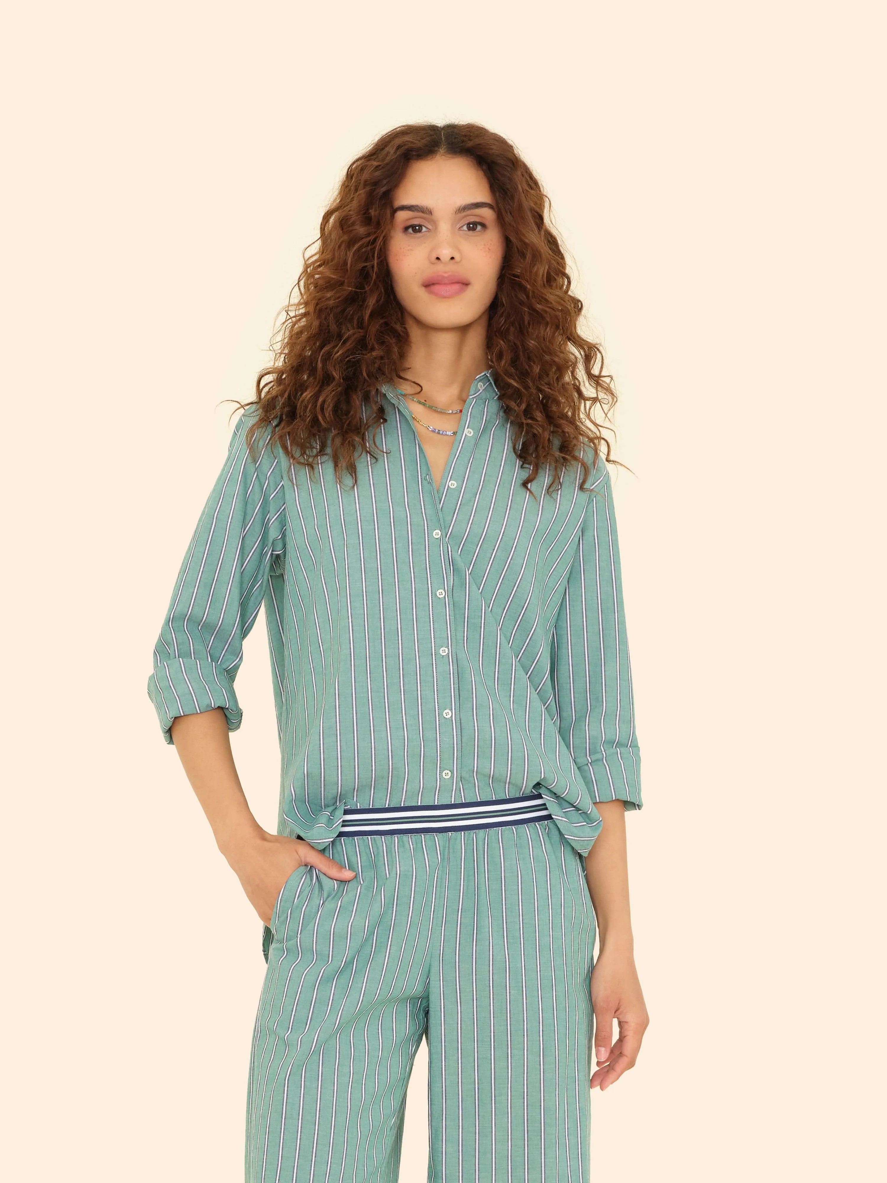 Cilantro Stripe Beau Shirt sold by XiRENA product image thumbnail 2