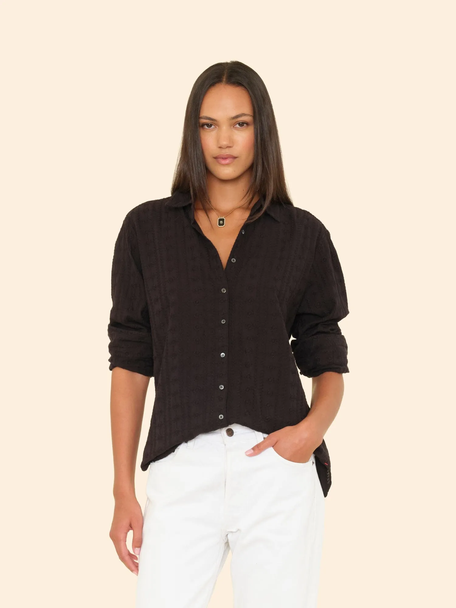 Black Beau Embroidered Shirt sold by XiRENA