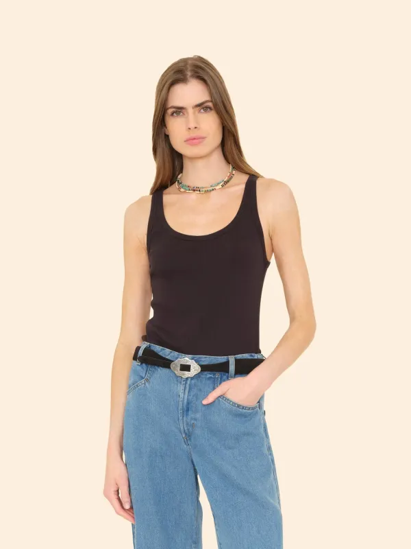 True Black Beck Fine Rib Tank Top sold by XiRENA