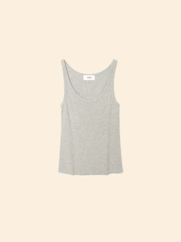 Heather Grey Beck Fine Rib Tank Top sold by XiRENA