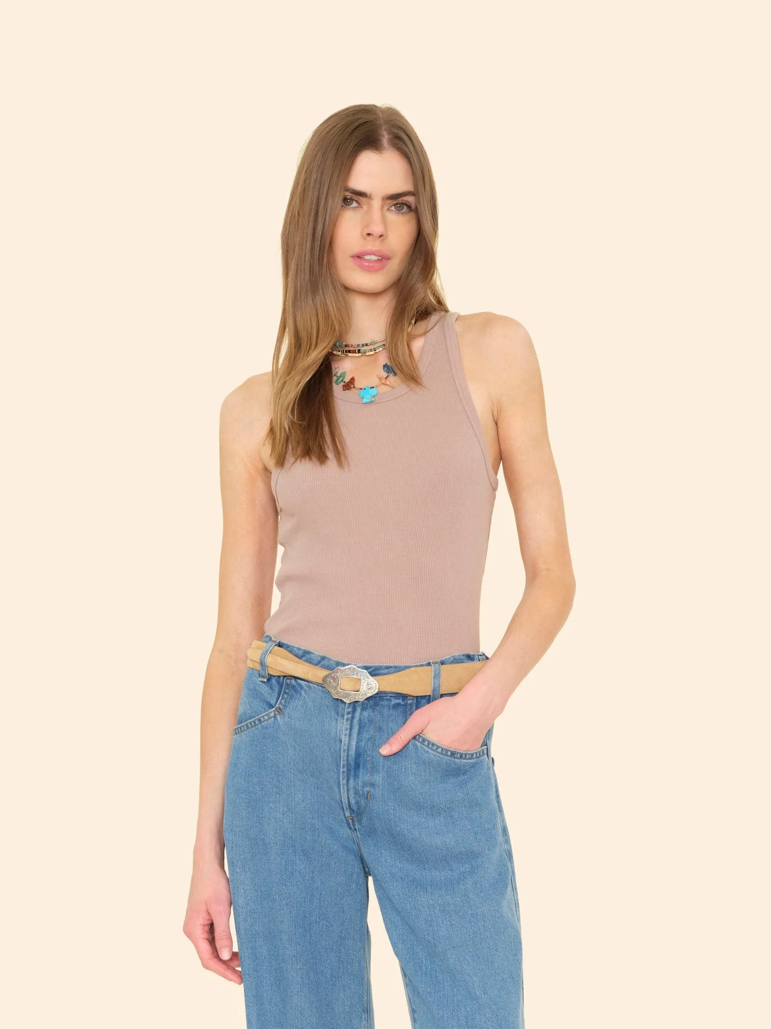 Shitaki Arynn Fine Rib Tank Top sold by XiRENA