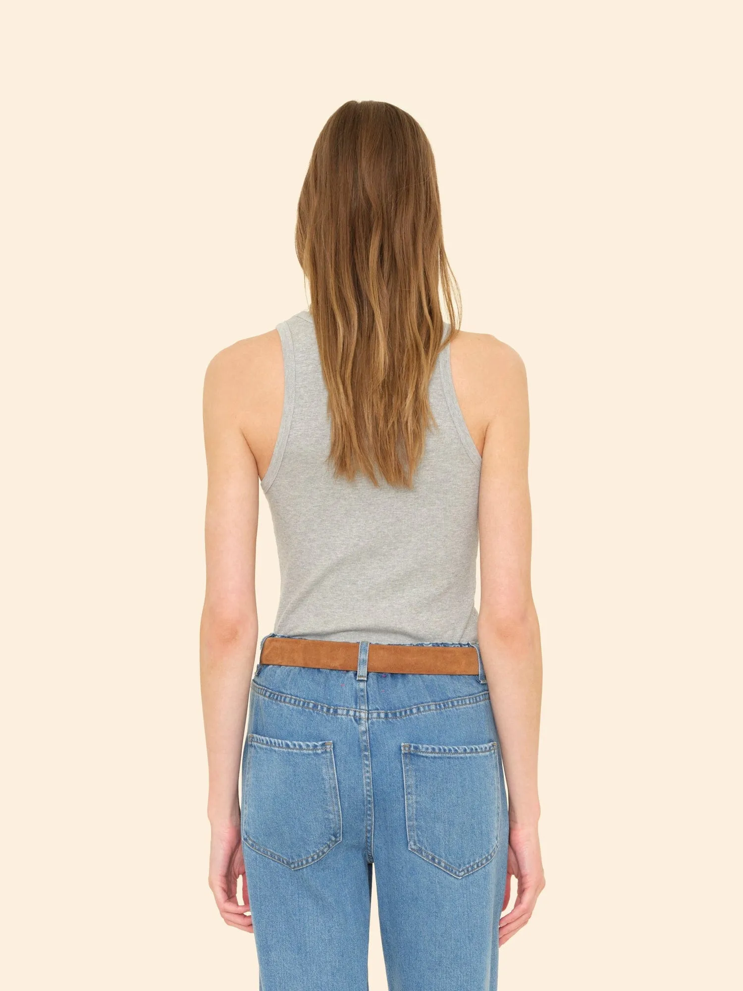 Heather Grey Arynn Fine Rib Tank Top sold by XiRENA product image thumbnail 2