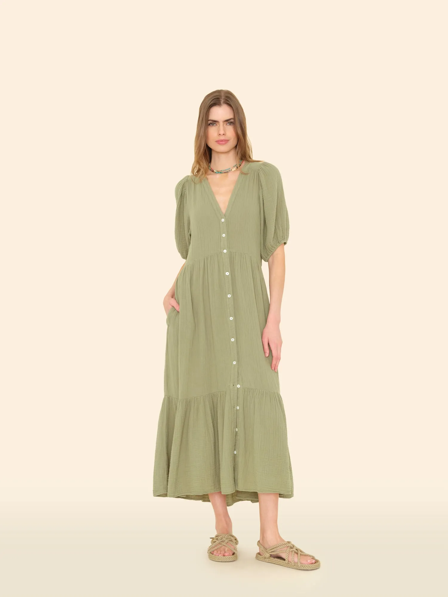 Dark Seagrass Lennox Dress sold by XiRENA