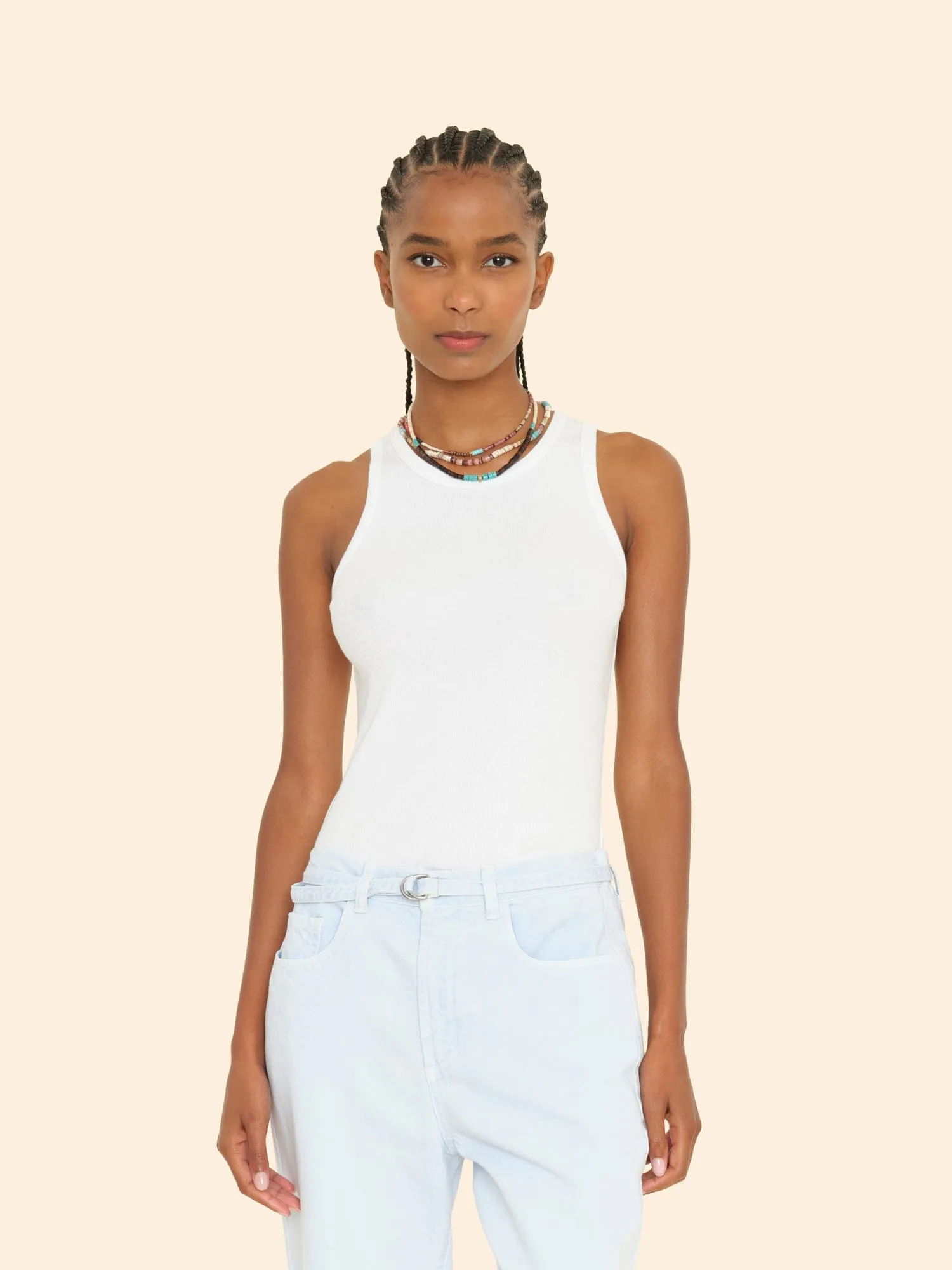 White Arynn Fine Rib Tank Top sold by XiRENA product image thumbnail 2