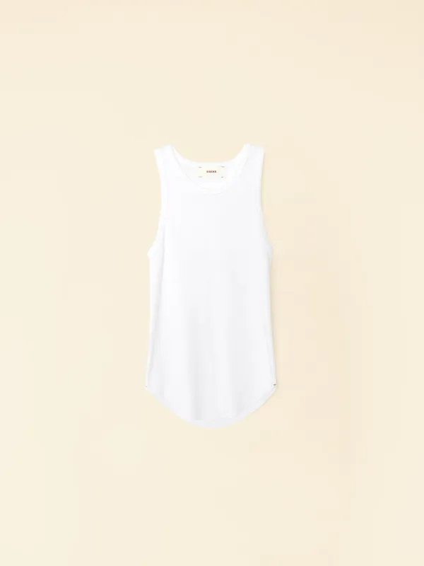 White Arynn Fine Rib Tank Top sold by XiRENA