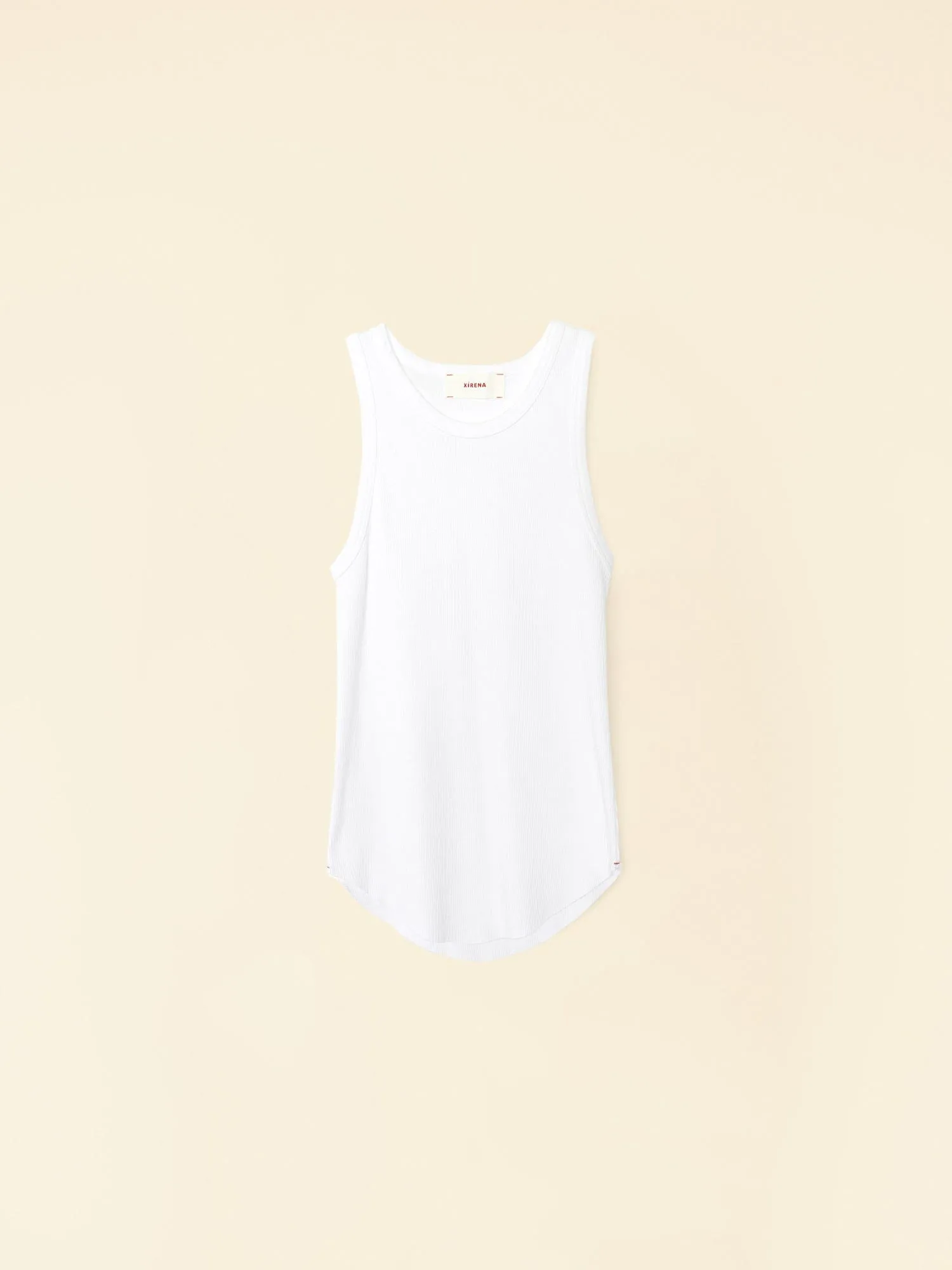 White Arynn Fine Rib Tank Top sold by XiRENA