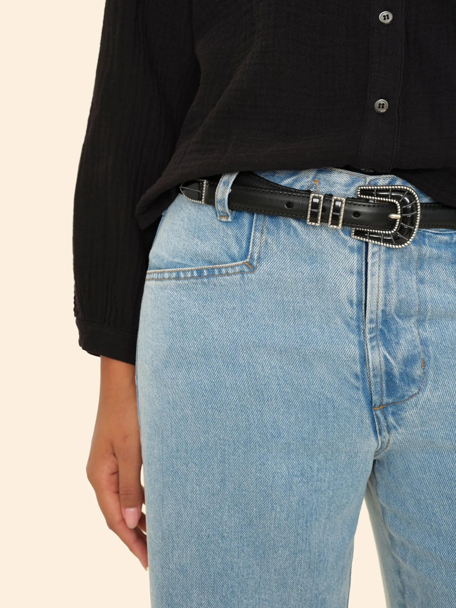 Black Calfskin Dalmatian Belt sold by XiRENA product image thumbnail 3