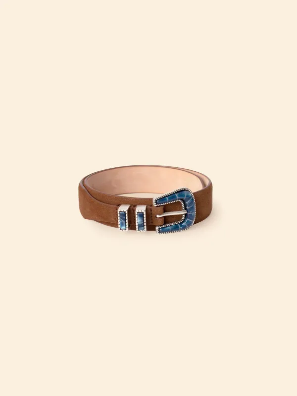 Brown Suede Blue Ocean Belt sold by XiRENA