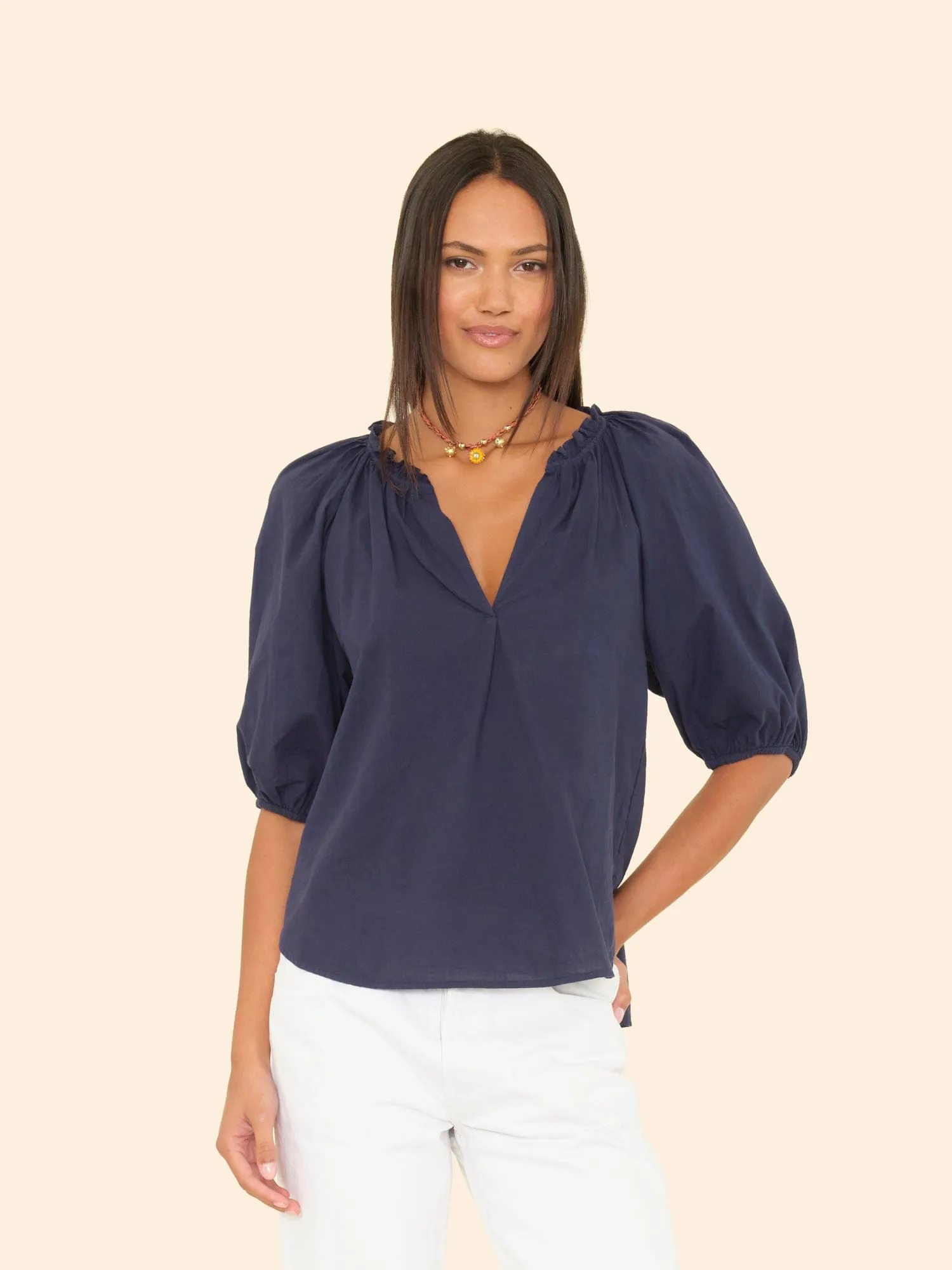 Navy Jules Top sold by XiRENA