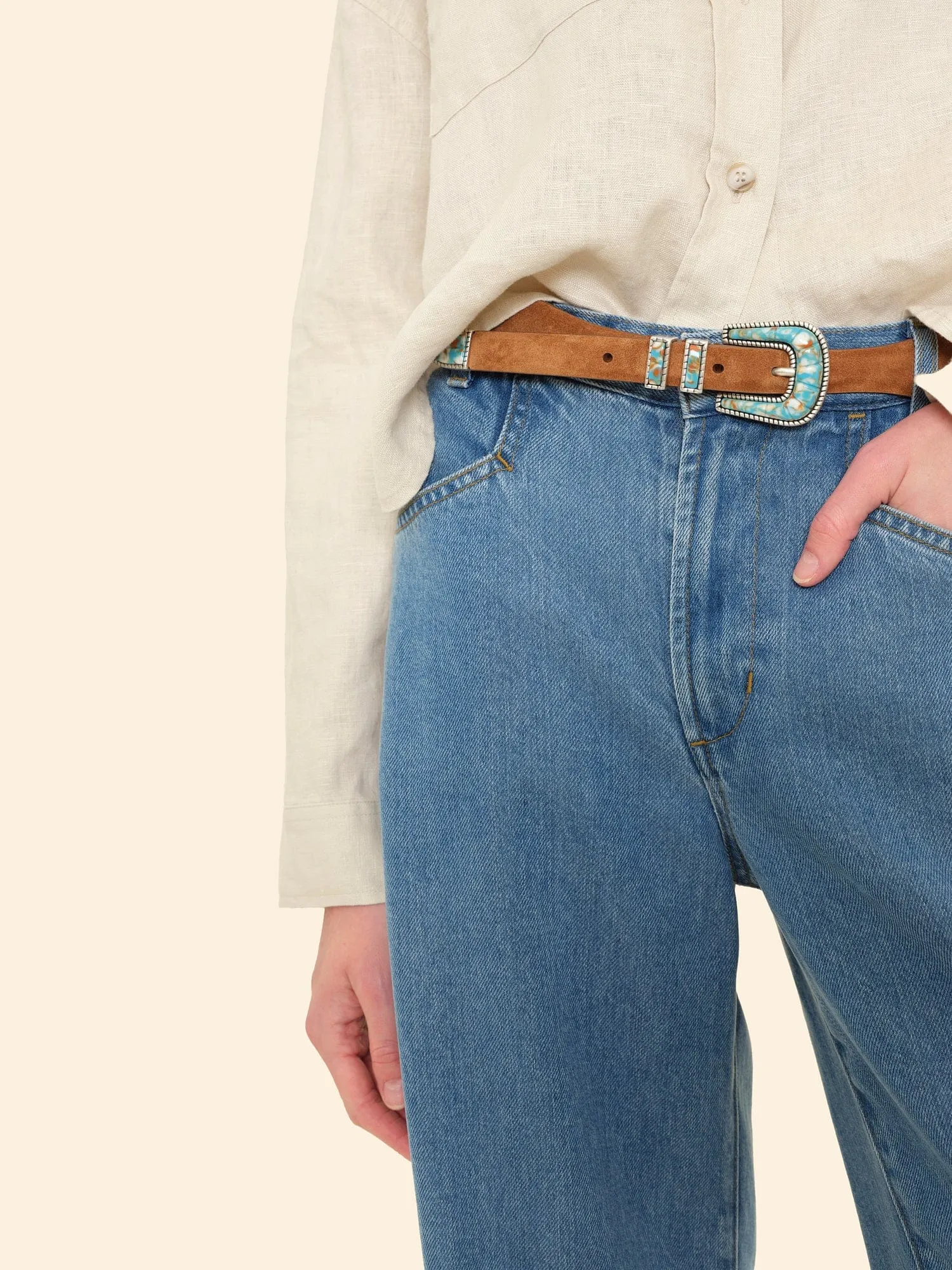 Terra Suede Turquoise Oyster Shell Belt sold by XiRENA product image thumbnail 3