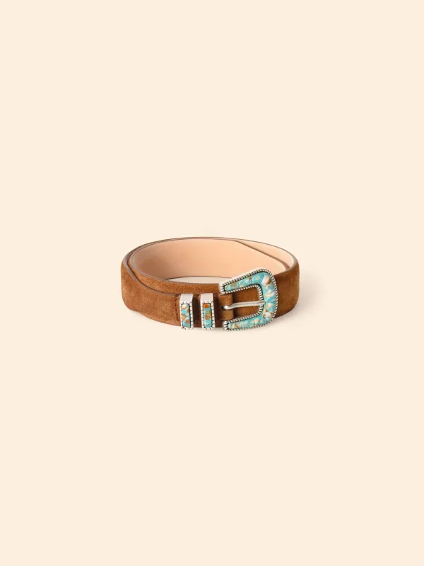 Terra Suede Turquoise Oyster Shell Belt sold by XiRENA
